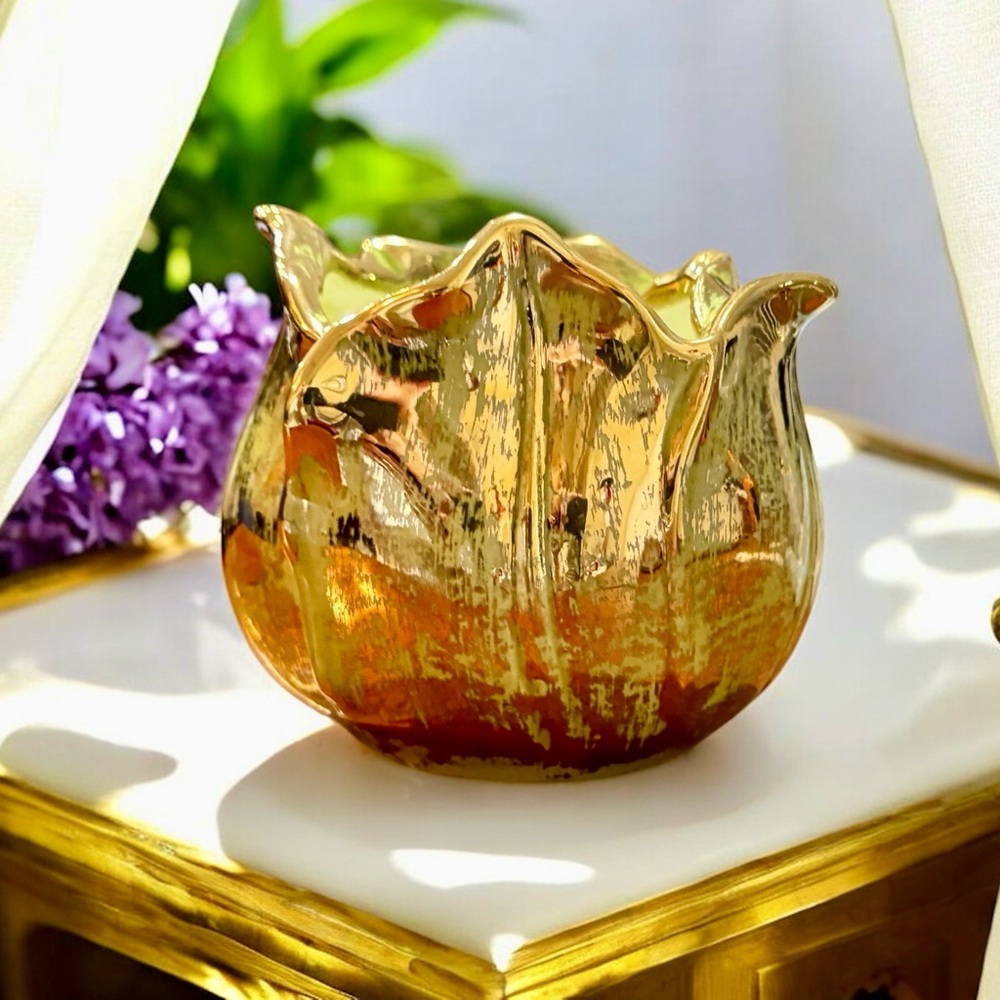 Rare Stangl Pottery MCM Avocado Green 24k Hand Painted Vase - Picture 10 of 15